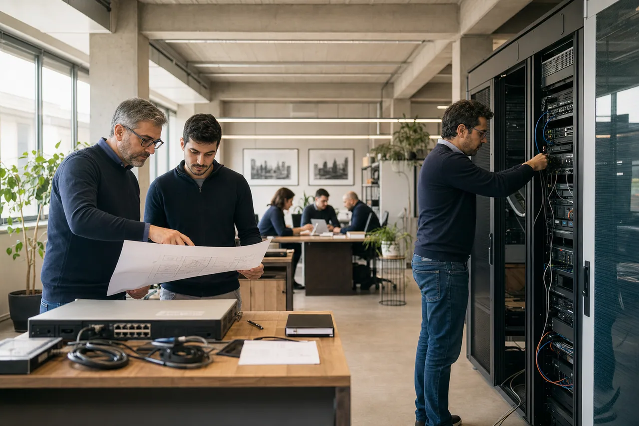 Il team tecnico progetta una rete e configura gli apparati in laboratorio